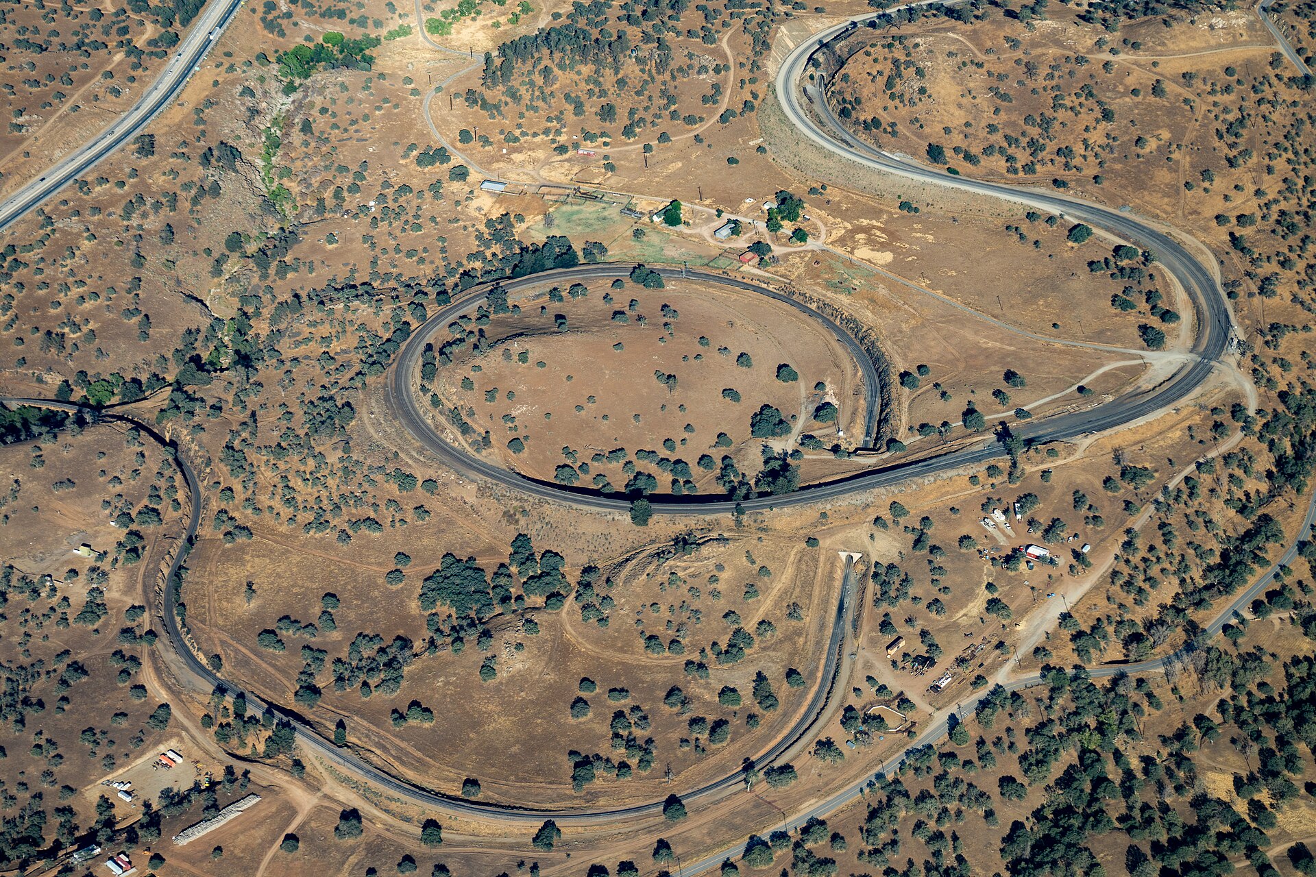 Aerial view of the Tehachapi Loop and surrounding mountains